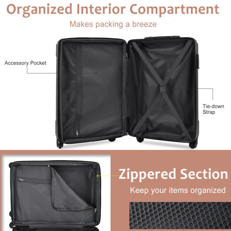 3-Piece Hardside Suitcase Set with Wheels