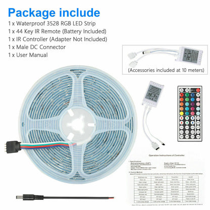 32FT LED Strip Lights Remote Control Bedroom Waterproof for Indoor Outdoor Use